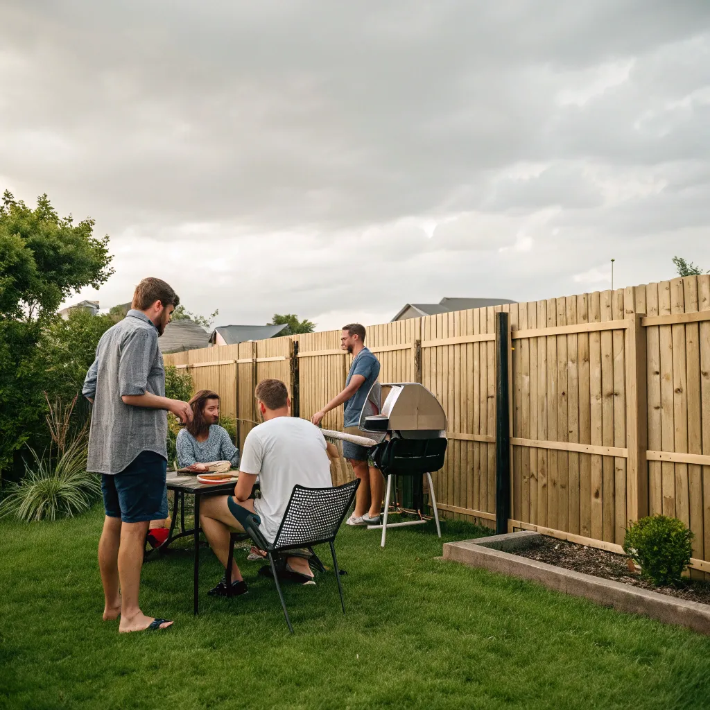 John grilling outdoors with friends